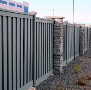 Trex Seclusions Privacy Fence with Rock Pillars