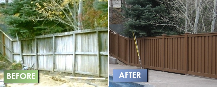 Wood Fence Alternative Trex Before & After