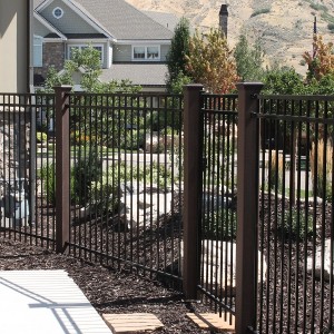 Trex Fence posts with ornamental gate