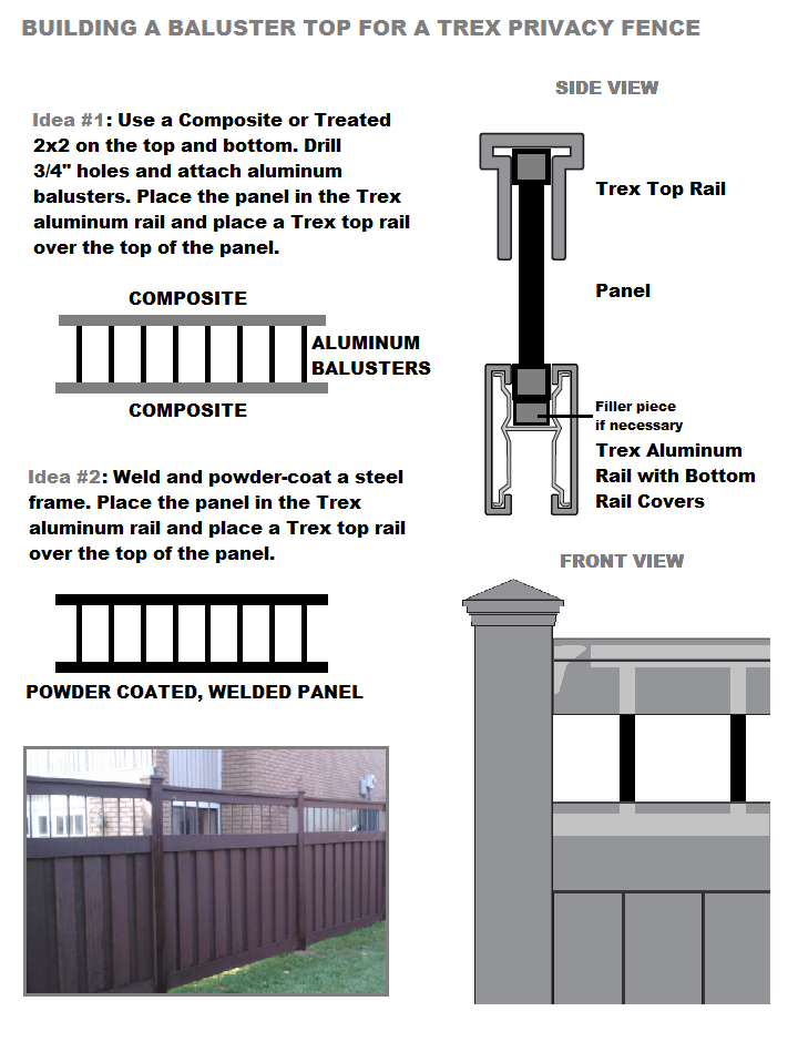 Trex Fence with open-top design using metal balusters for semi-privacy