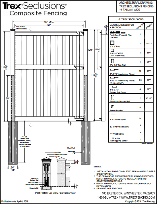 Shop Drawing of Fence
