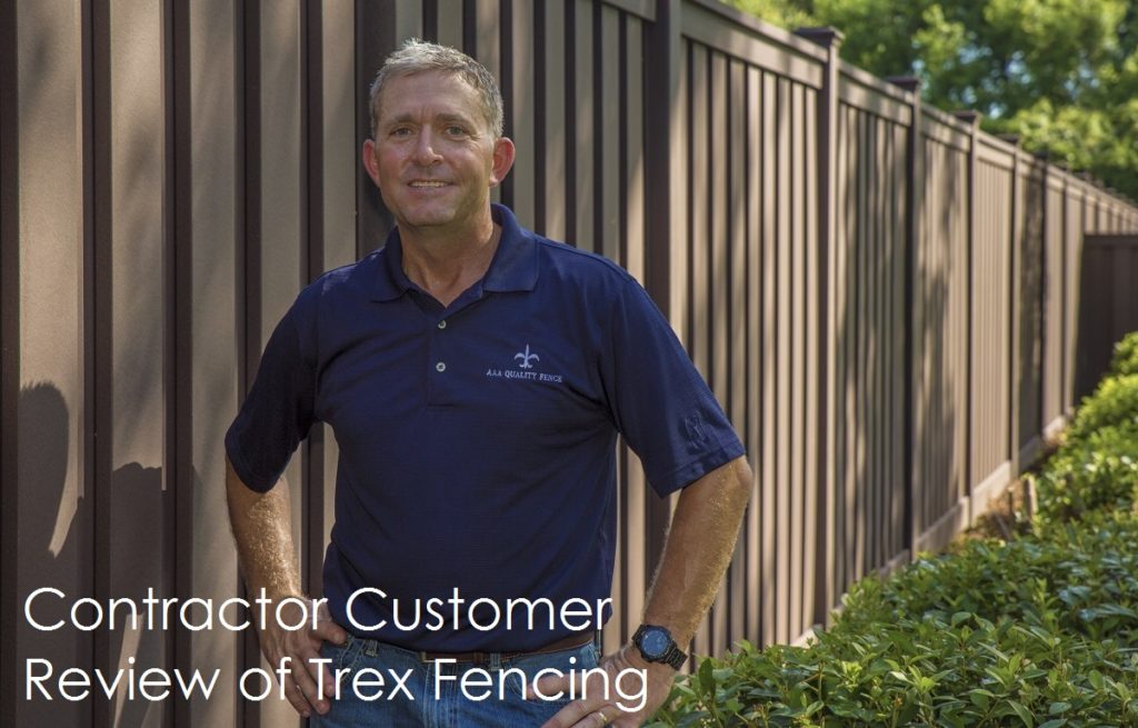 Hans Weber, fence contractor standing next to a completed Trex Fence